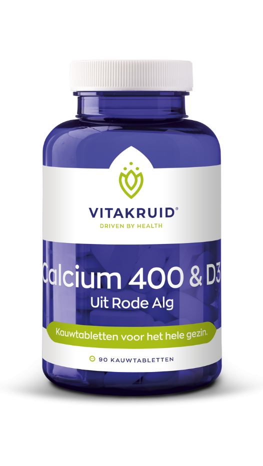 Vitakruid Calcium 400 & D3 uit Rode Alg Kauwtabletten 90KTB