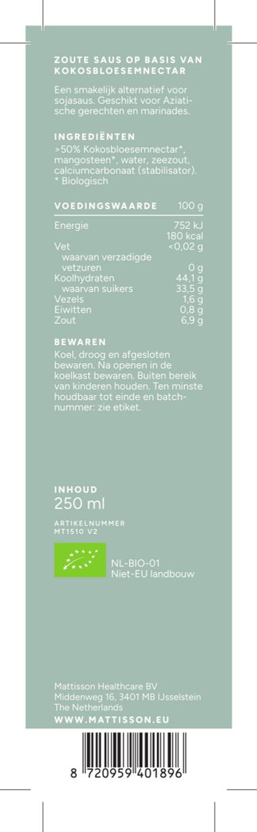 Mattisson Organic Coconut Amino's Bio afbeelding van document #1, label