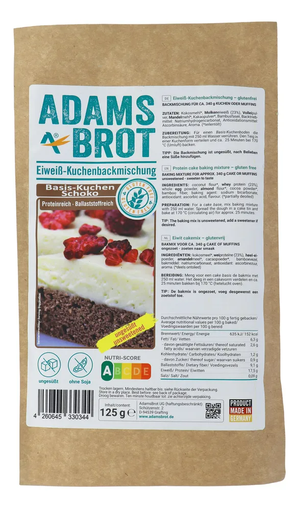 Adams Brot Eiwit Cakemix Glutenvrij afbeelding
