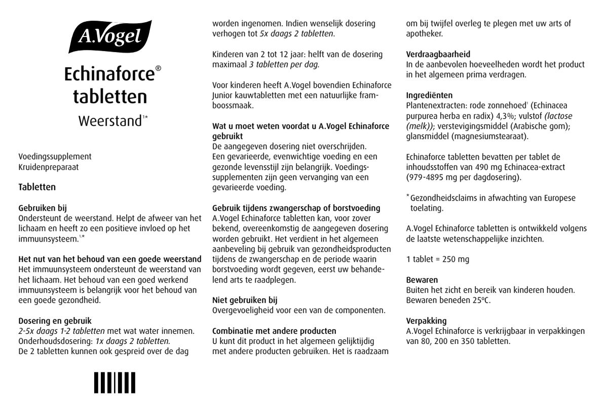 Echinaforce Tabletten afbeelding van document #1, instructions