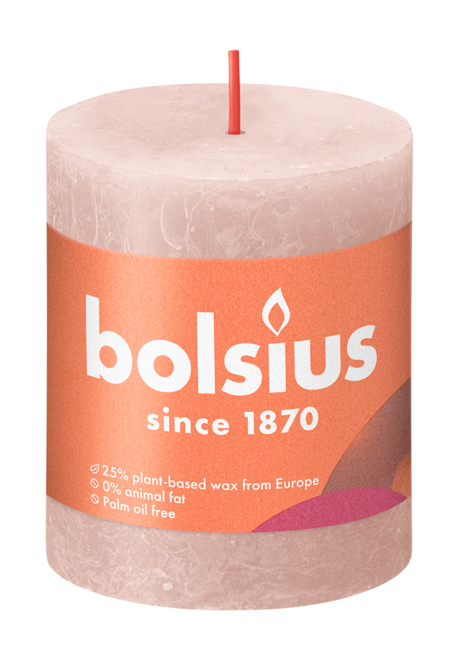 Bolsius Rustiek Stompkaars Misty Pink 80/68 afbeelding 1