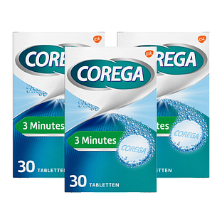 Corega 3 min reinigingstabletten voor de gebitsprothese - Multiverpakking 3x30TB