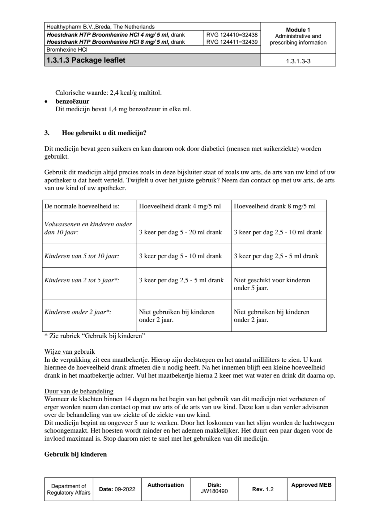 Hoestdrank Broomhexine HCI 4mg/5ml afbeelding van document #3, leaflet