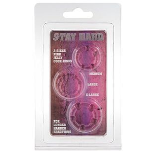 Eros Stay Hard Cock Rings Pink 3ST