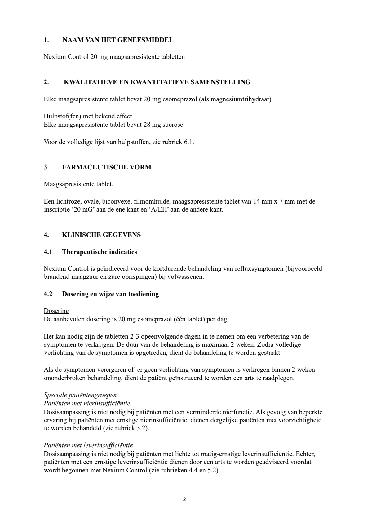 Control Tabletten - voor brandend maagzuur afbeelding van document #2, leaflet