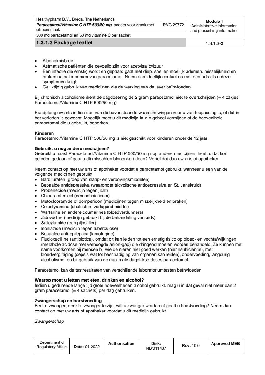 Paracetamol Vitamine C Sachet afbeelding van document #2, leaflet