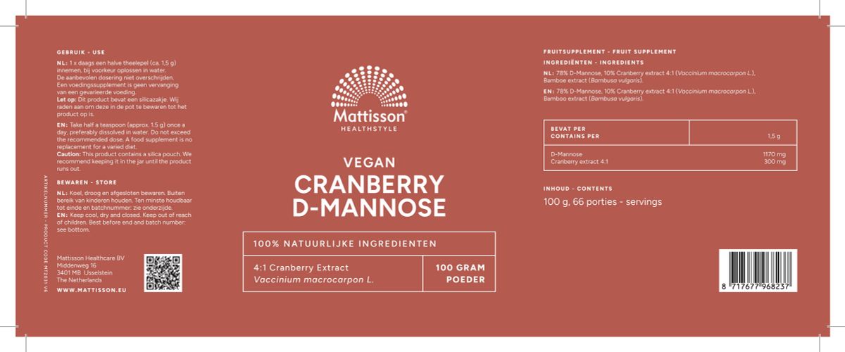 Absolute Cranberry D-Mannose Poeder afbeelding van document #1, label