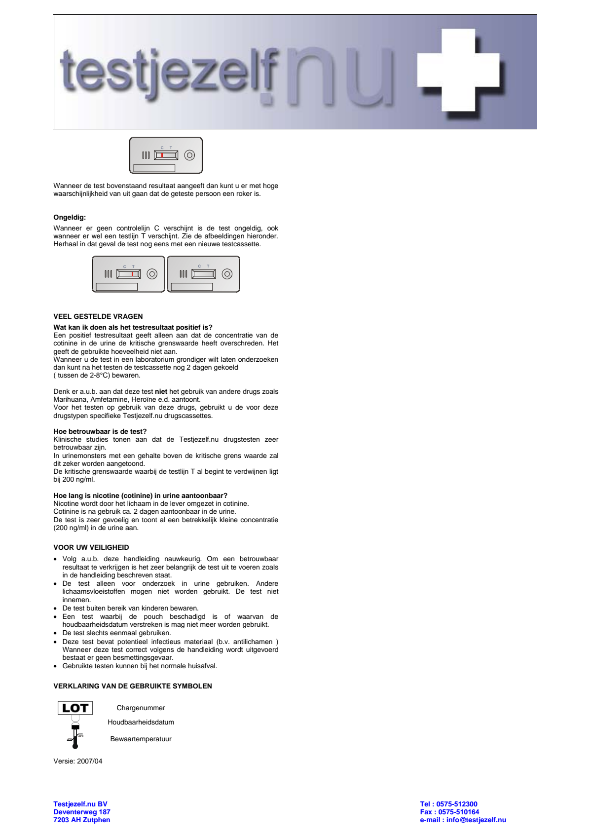 Drugstest Cotinine (Nicotine) afbeelding van document #2, instructions