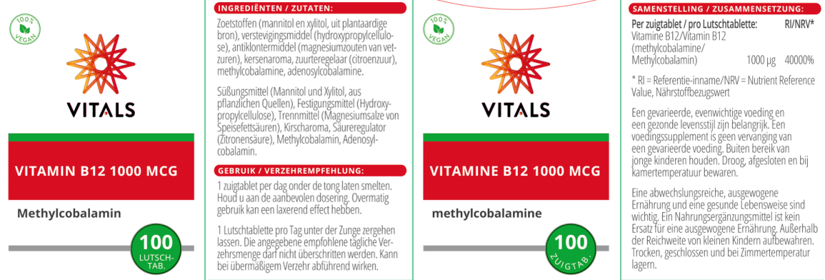 Vitamine B12 1000mcg Zuigtabletten Duoverpakking afbeelding van document #1, label