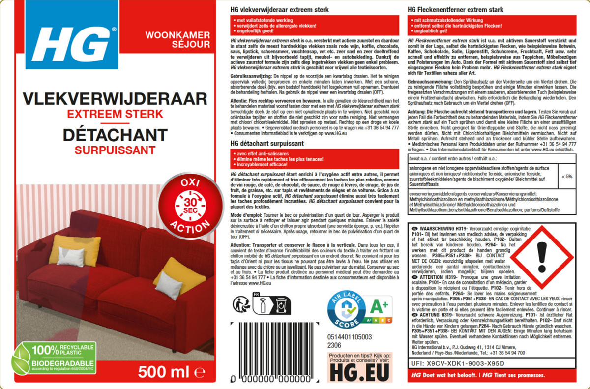 Woonkamer Vlek Verwijderaar Extra Sterk afbeelding van document #1, label