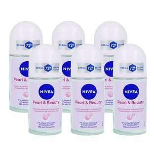 Nivea Pearl & Beauty Roll-on Voordeelverpakking 6x50ML Nivea Pearl & Beauty Roll-on Voordeelverpakking 6x50ML