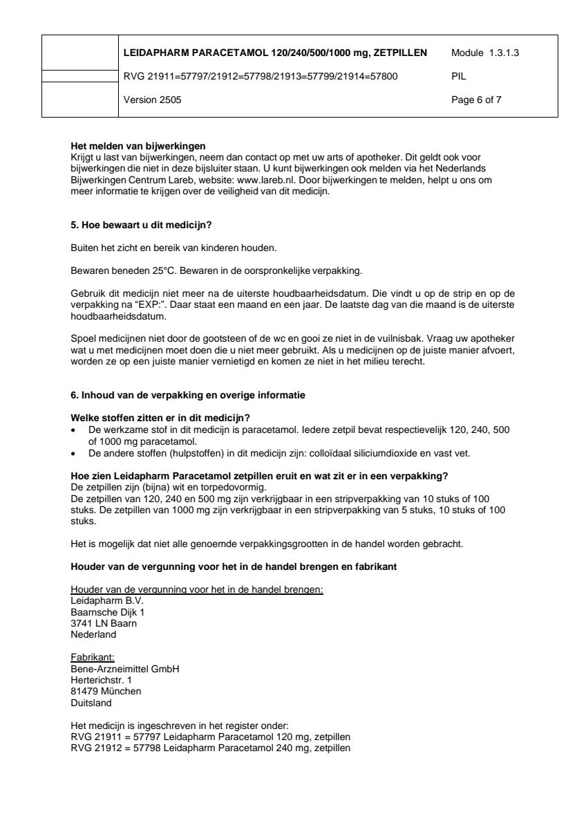 Paracetamol Zetpil 500mg afbeelding van document #6, leaflet