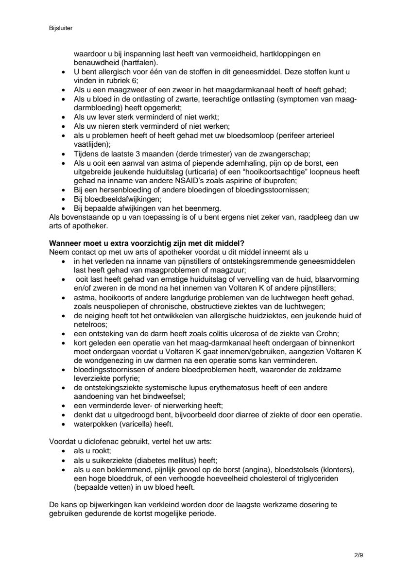 K 12,5 mg pijnstiller Filmomhulde Tabletten Diclofenac-Kalium afbeelding van document #2, leaflet