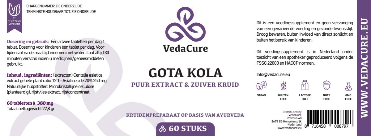 Gota Kola Tabletten afbeelding van document #1, label