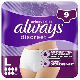 Always Discreet Incontinentie Broekjes Maat L 9ST Always Discreet Incontinentie Broekjes Maat L 9ST
