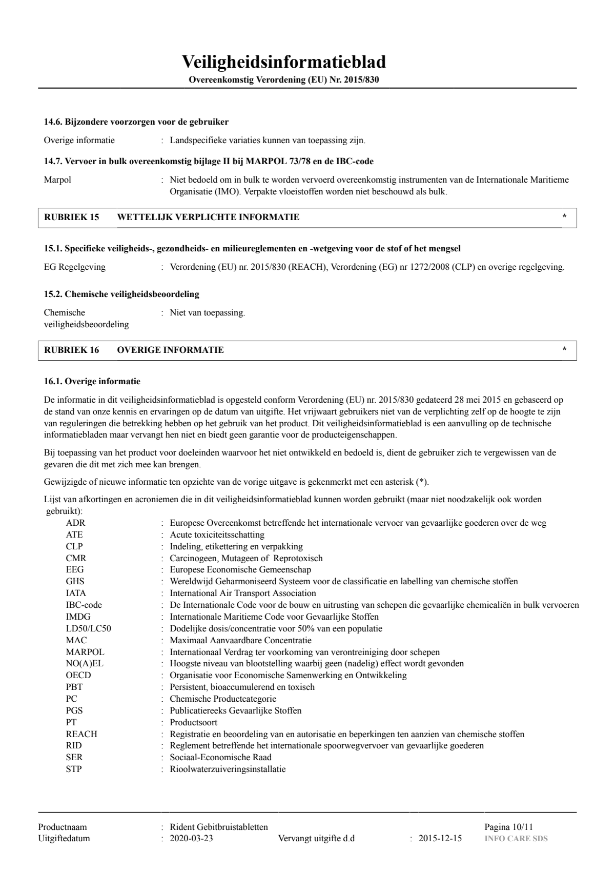 Gebitsbruistabletten Regular afbeelding van document #10, instructions