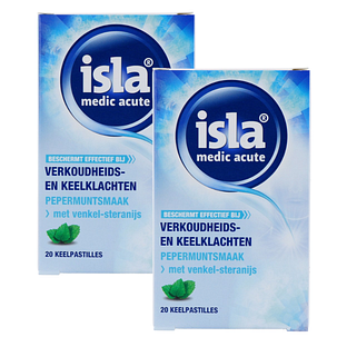 isla Medic Acute Keelpastilles Pepermunt - bij verkoudheids- en keelklachten Duoverpakking 2x20ST
