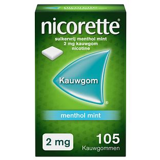 Nicorette Suikervrij Kauwgom Menthol Mint 2mg 105ST Nicorette Suikervrij Kauwgom Menthol Mint 2mg 105ST