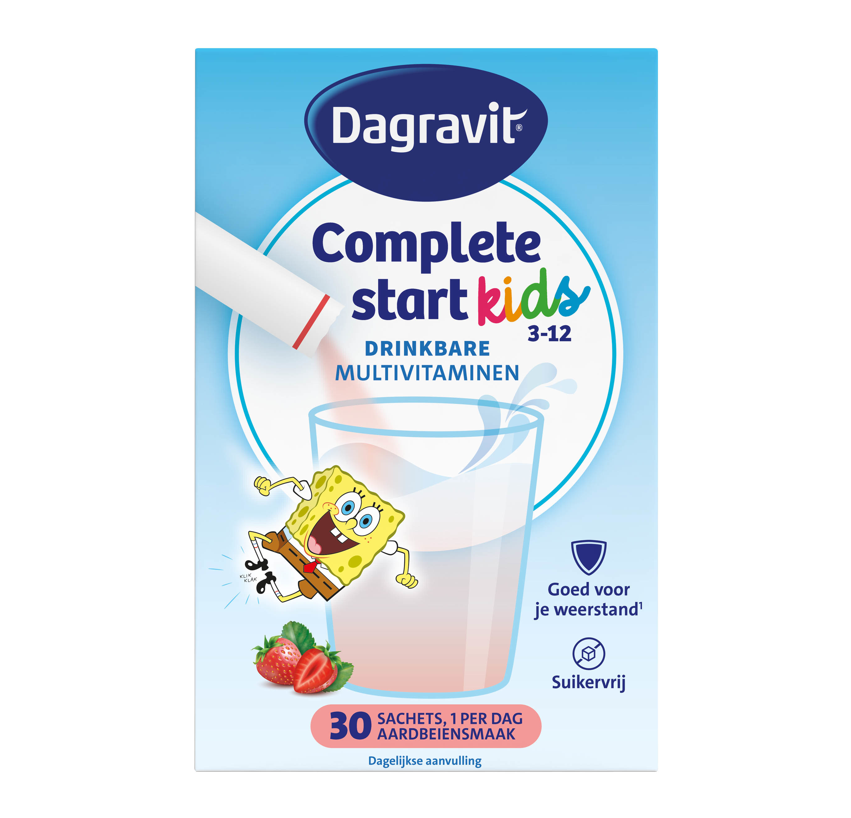 Dagravit Kids Complete Start Drinkbare Multivitaminen Aardbeien Sachets 30ST