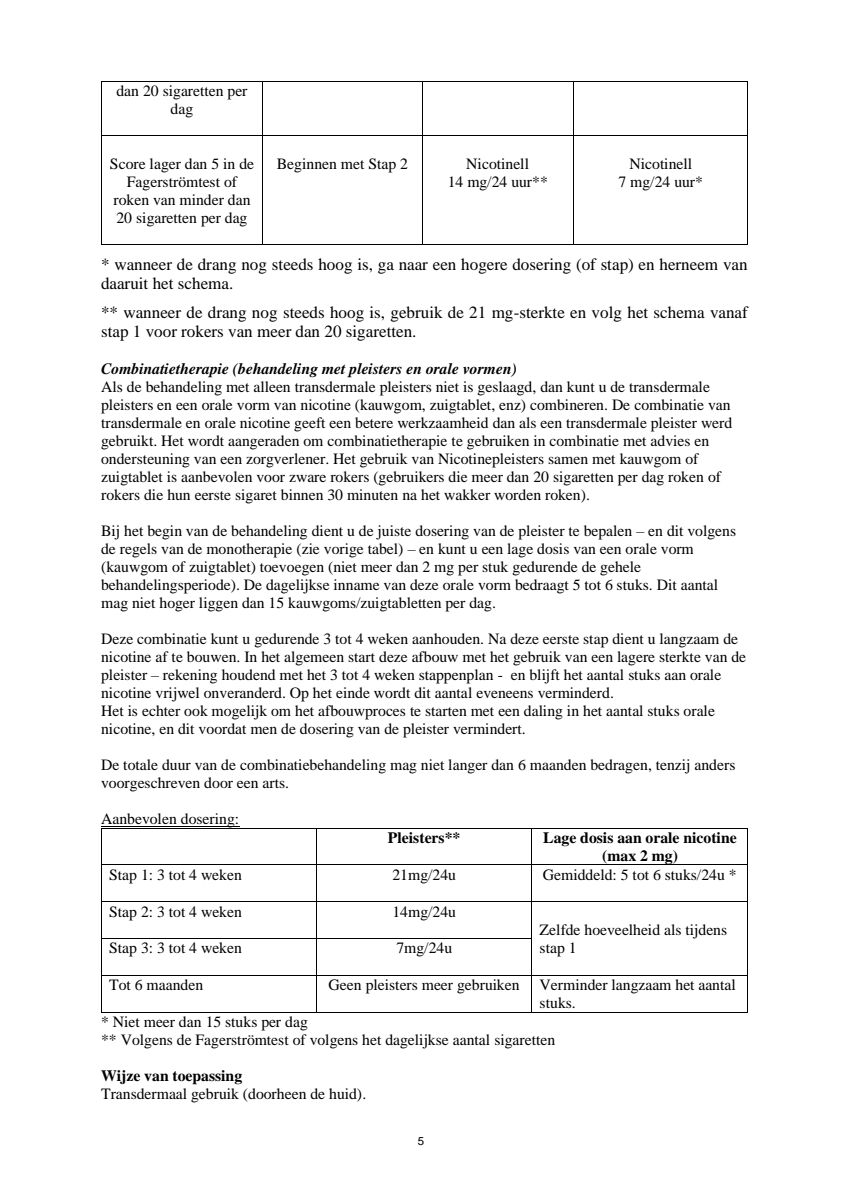 Pleisters Combi voor zware roker - 21 mg + 14 mg + 7 mg - afbeelding van document #5, leaflet