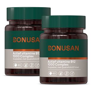 Bonusan Actief vitamine B12 1000 Complex Zuigtabletten Duoverpakking 2x60ZTB