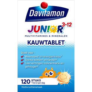 Davitamon Junior 3+ Kauwtablet Vitamines Multivrucht 120KTB