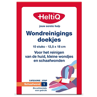 HeltiQ Wondreinigingsdoekjes - Schaafwond Stap 1 - 10ST