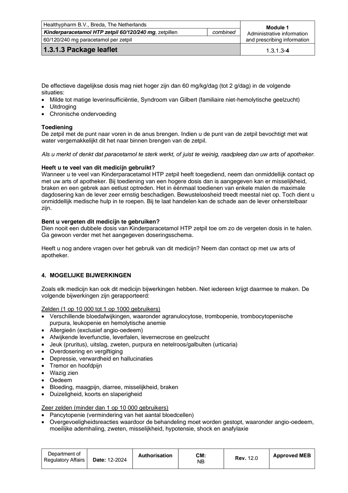 Kinderparacetamol HTP Zetpil 240mg afbeelding van document #4, leaflet