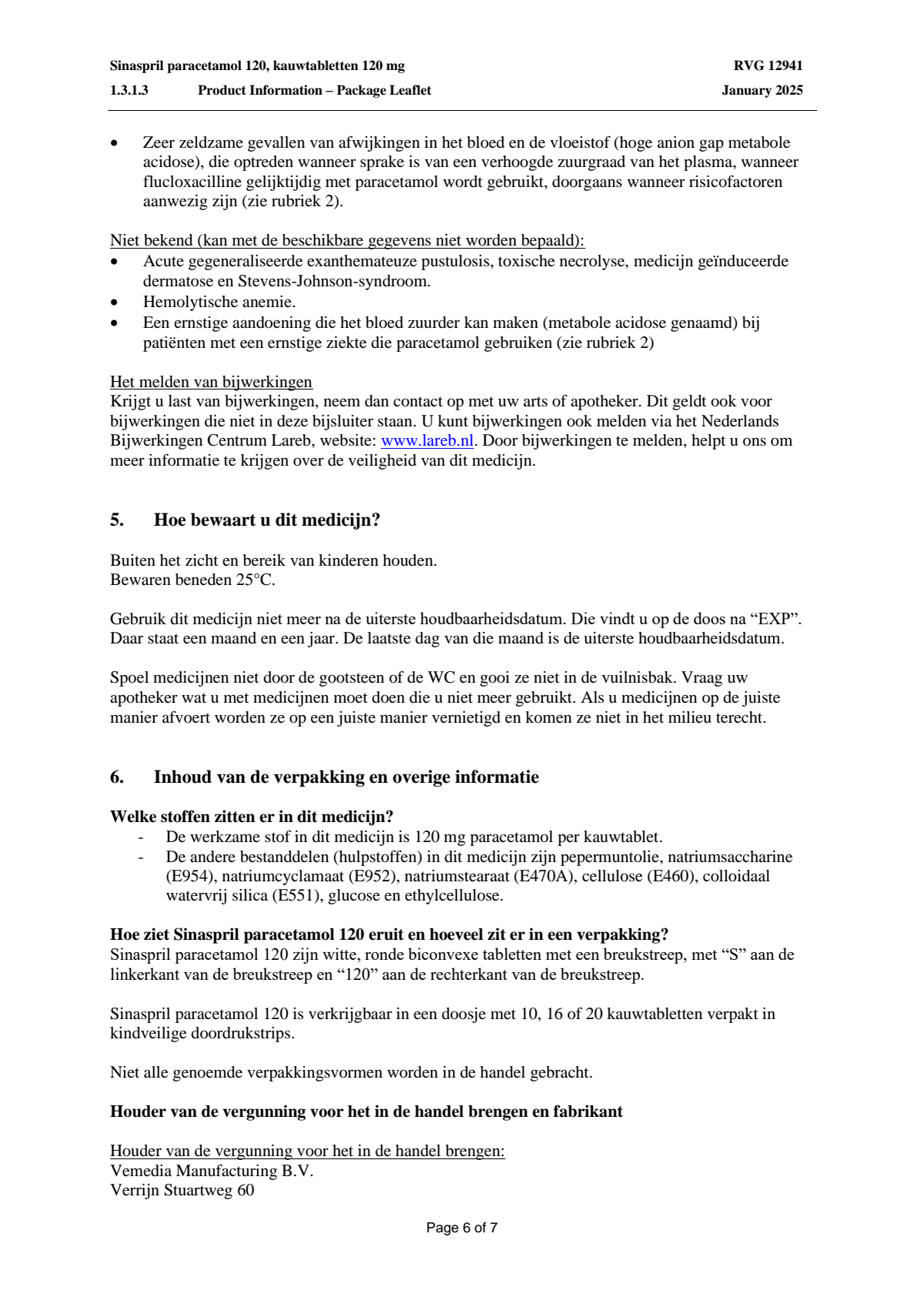 Paracetamol Tabletten 120mg afbeelding van document #6, leaflet