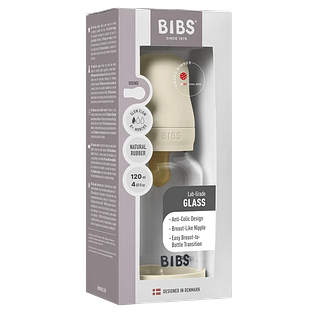 BIBS Glas Latex Slow Flow Babyfles 0+ Maanden Ivory 1ST