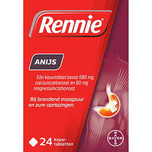 Rennie Anijs kauwtabletten bij brandend maagzuur 24TB Rennie Anijs kauwtabletten bij brandend maagzuur 24TB