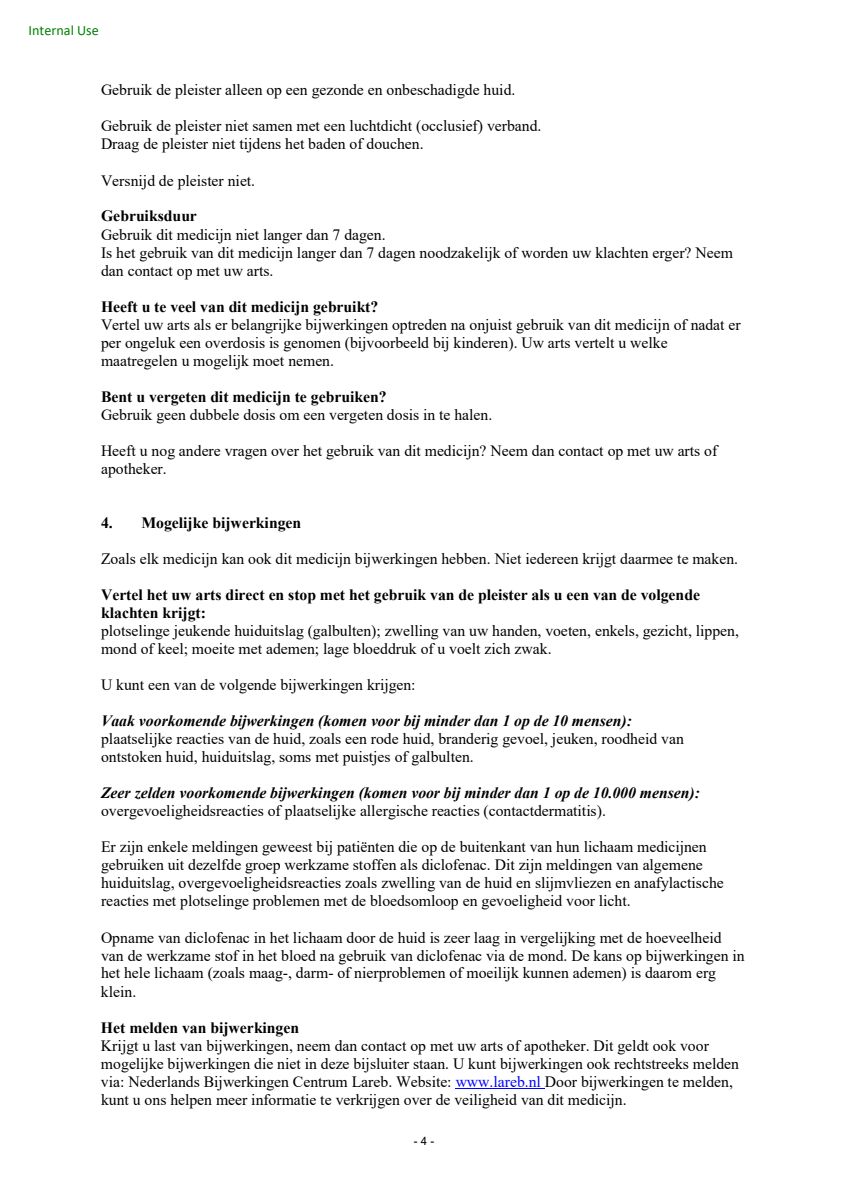 Diclofenac Patch 140mg afbeelding van document #4, leaflet