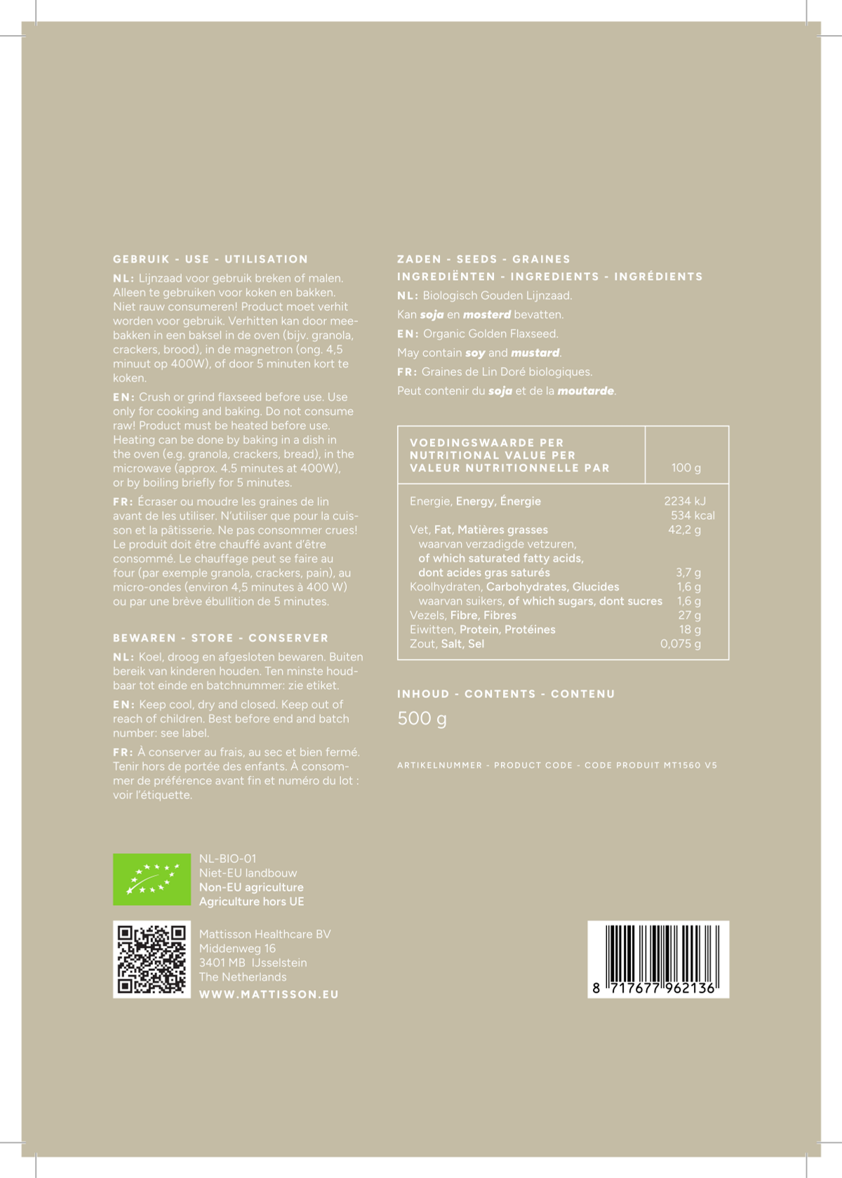 Biologische Golden Lijnzaad afbeelding van document #1, label