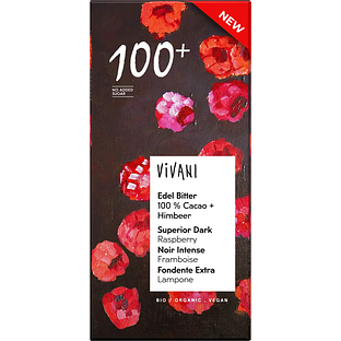 Vivani Superior Dark 100% Cacao Chocolate Raspberry 80GR