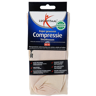 Lucovitaal Koper Geweven Compressie Steunkousen Beige 36-41 1PR