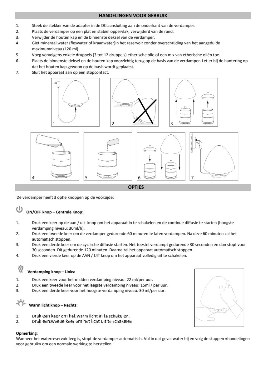 Space Aroma Diffuser afbeelding van document #3, instructions