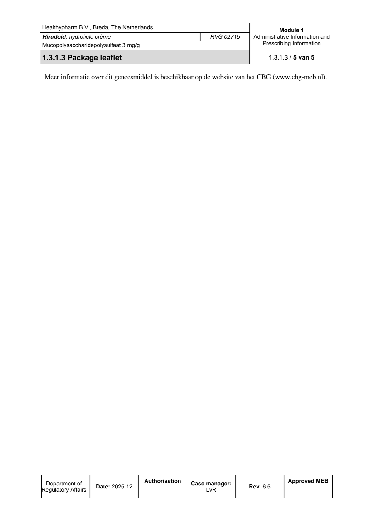 Hirudoid Hydrofiele Crème 3mg afbeelding van document #5, leaflet