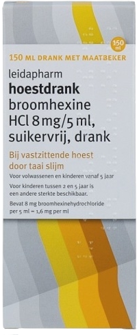 Leidapharm Hoestdrank Broomhexine HCI 8mg/5ml Suikervrij