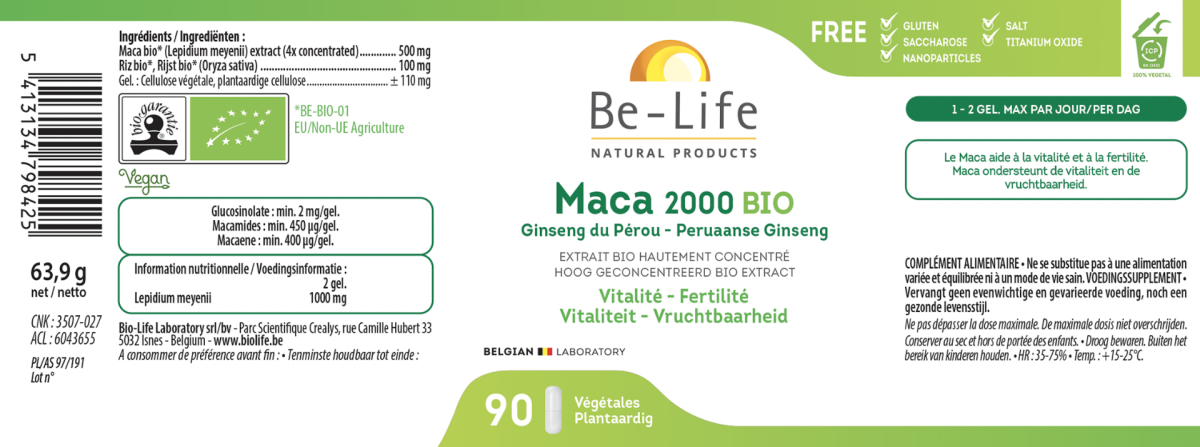 Maca 2000 Capsules afbeelding van document #1, label
