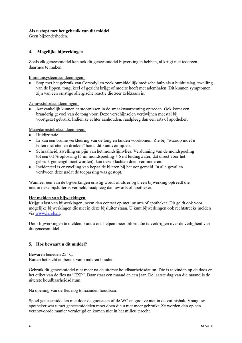 Mondspoeling - voor kortdurende  toepassing bij tandvleesontsteking afbeelding van document #4, leaflet
