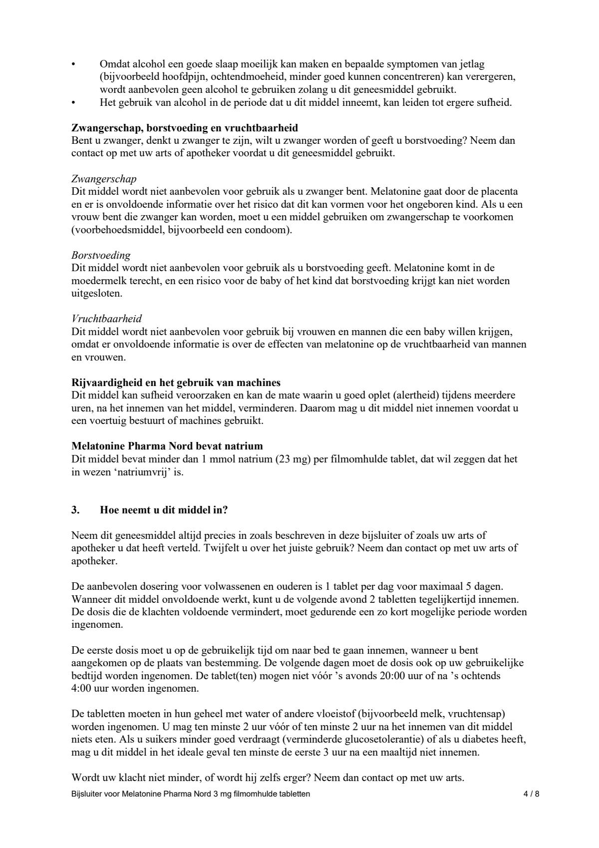 Melatonine 3mg Tabletten afbeelding van document #4, leaflet