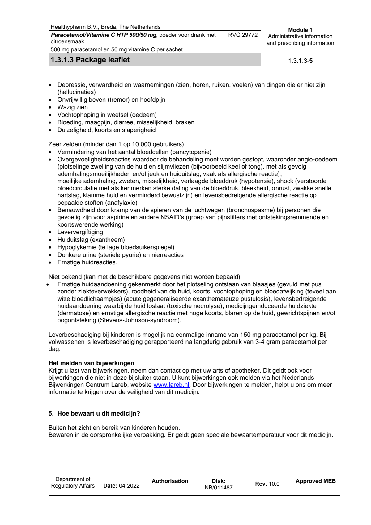 Paracetamol Vitamine C Sachet afbeelding van document #5, leaflet