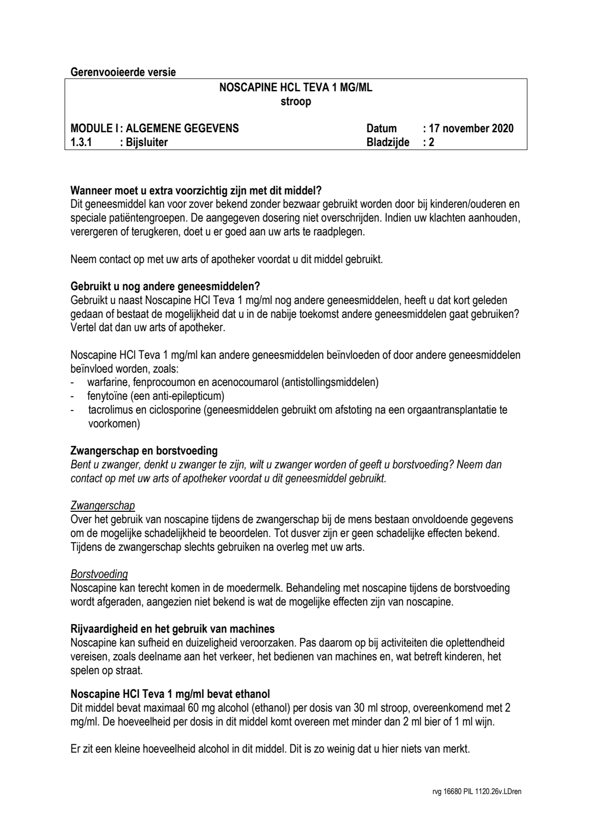 Noscapine Hcl 1=1 Pch Stroop 1mg/ml afbeelding van document #2, leaflet
