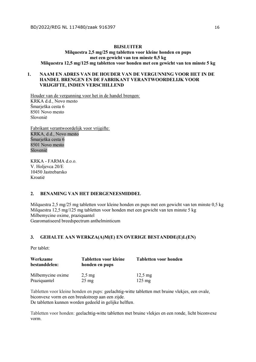 Milquestra Ontwormingsmiddel Honden vanaf 5KG afbeelding van document #16, leaflet