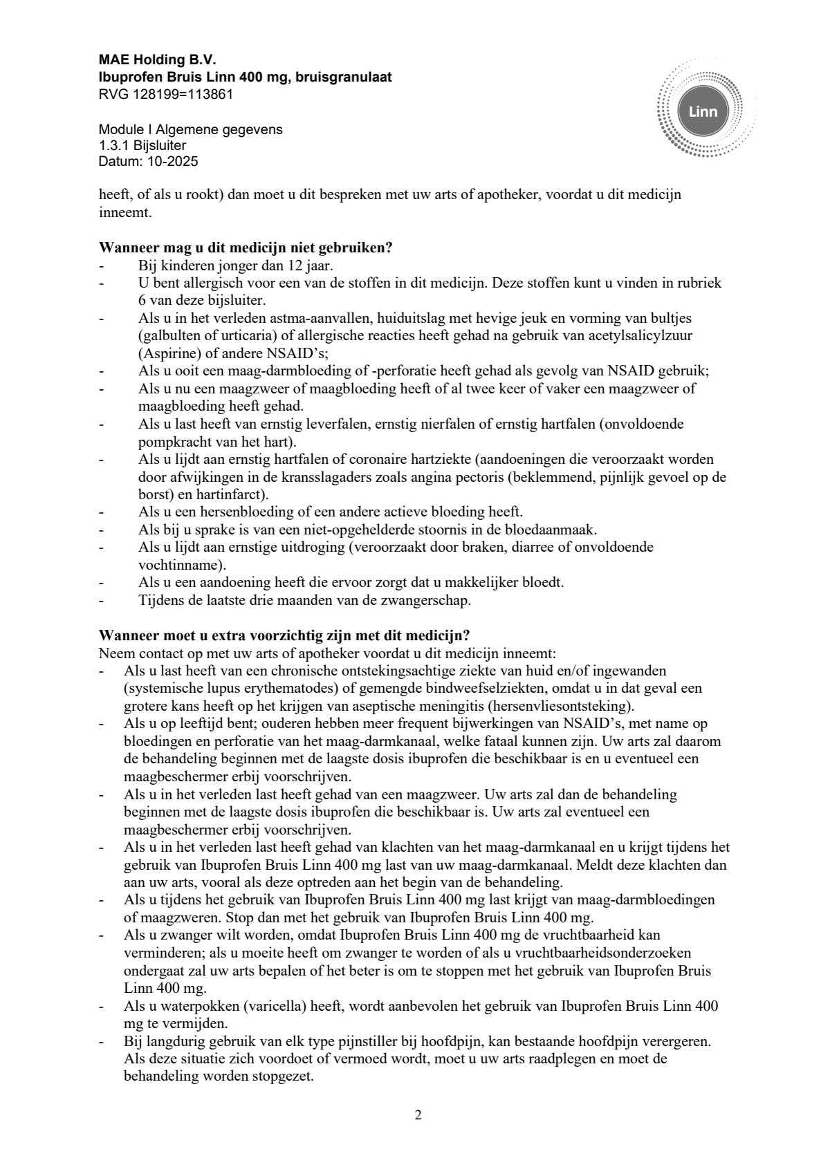 Ibuprofen Bruis Sachets 400mg afbeelding van document #2, leaflet