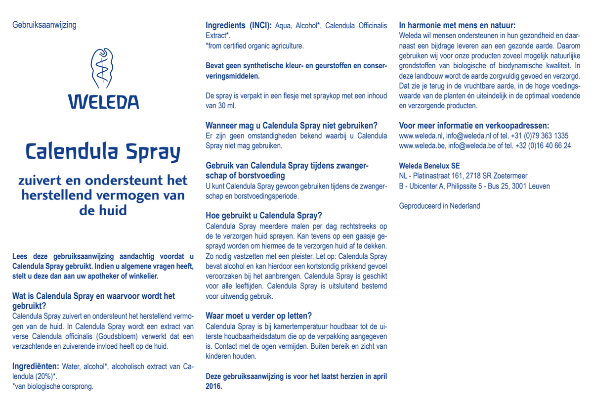 Calendula Spray afbeelding van document #1, instructions
