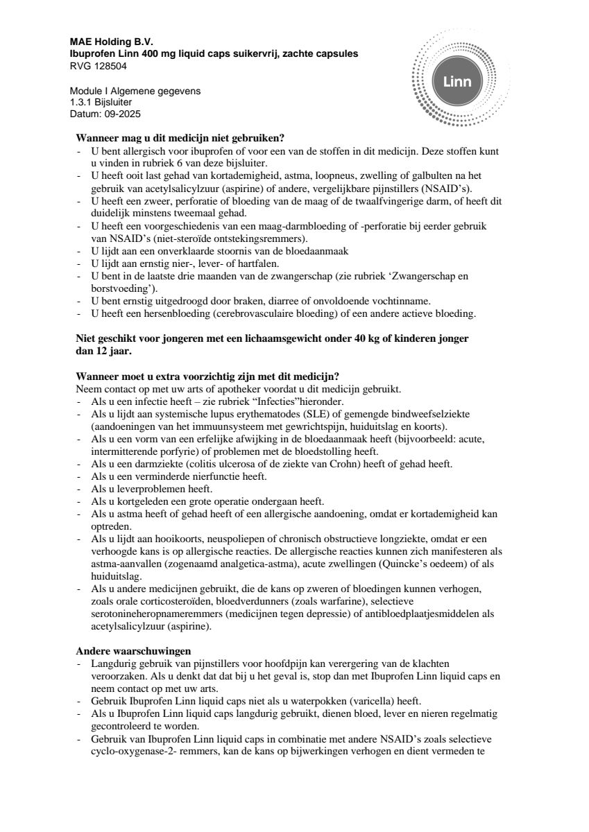 Ibuprofen Liquid Capsules 400mg Suikervrij afbeelding van document #2, leaflet