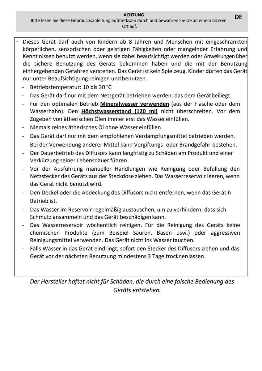 Impulse Aroma Diffuser afbeelding van document #11, instructions