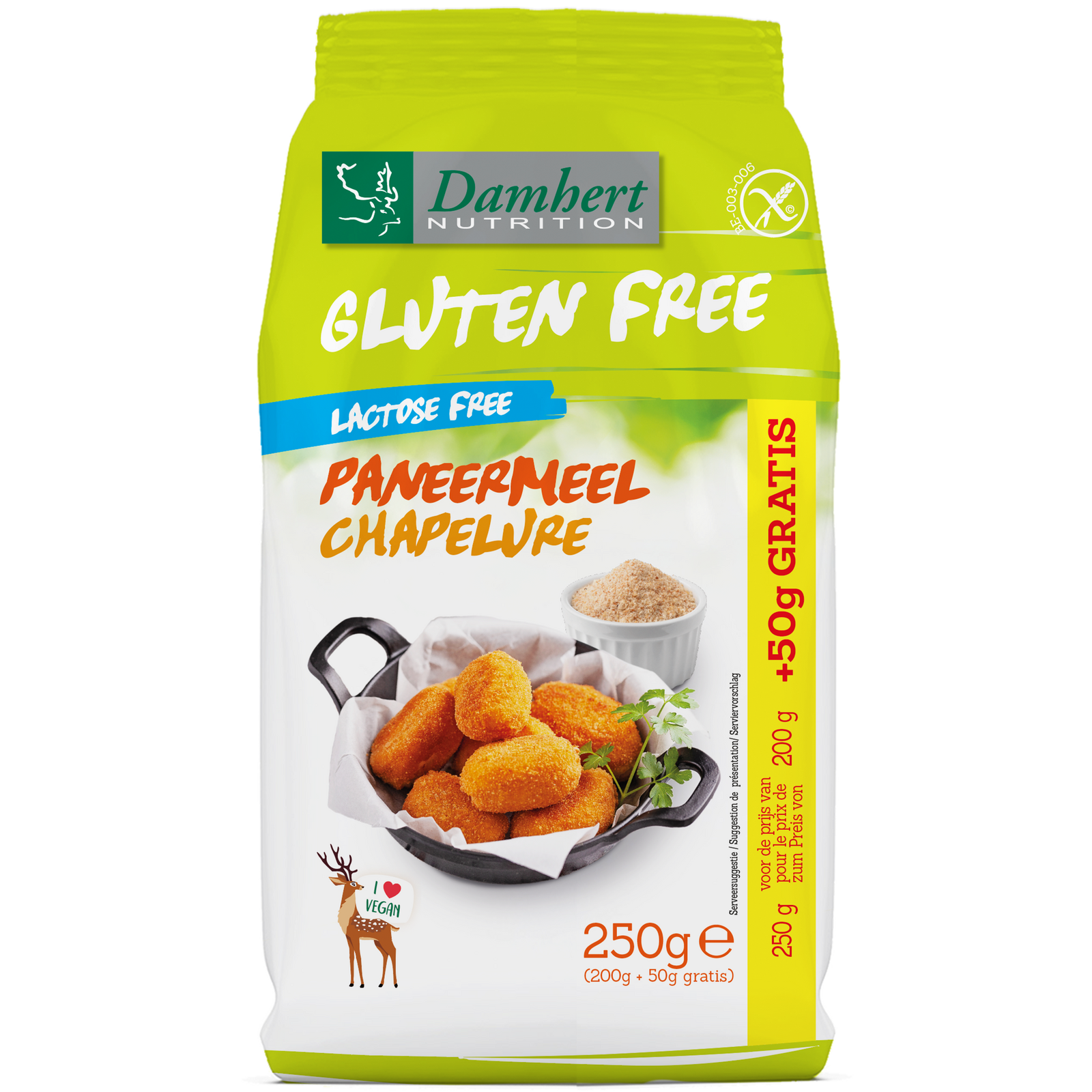 Damhert Gluten Free Lactose Free Paneermeel afbeelding