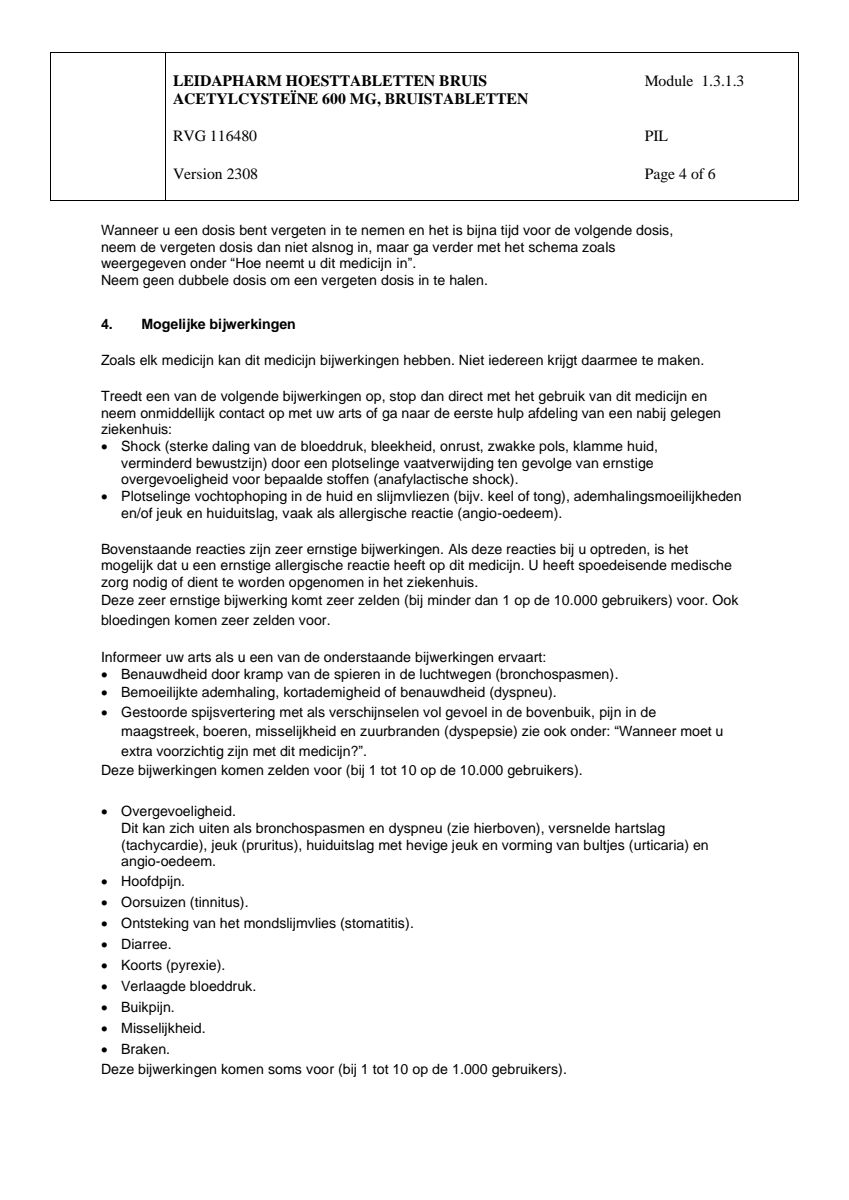 Hoesttabletten Bruis Acetylcysteine 600mg afbeelding van document #4, leaflet